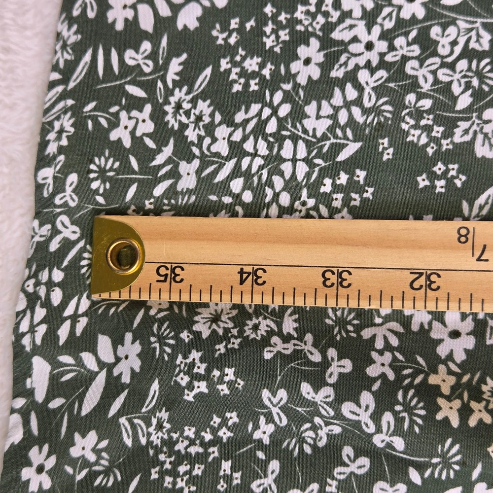 C+D+M Collection Green Floral Button Front Midi Dress Small Kimono Sleeve Boho - Picture 6 of 8